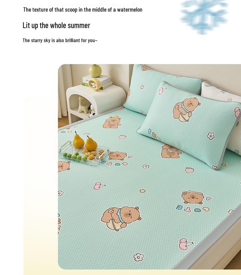 Ice Silk Cool Mat Set - Washable, Soft Three-Piece for Single Dorm Bed, 2026 Design.