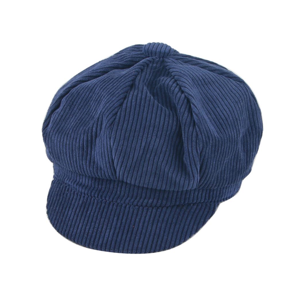 Children  Color Corduroy Retro Beret Leisure Tongue Cap