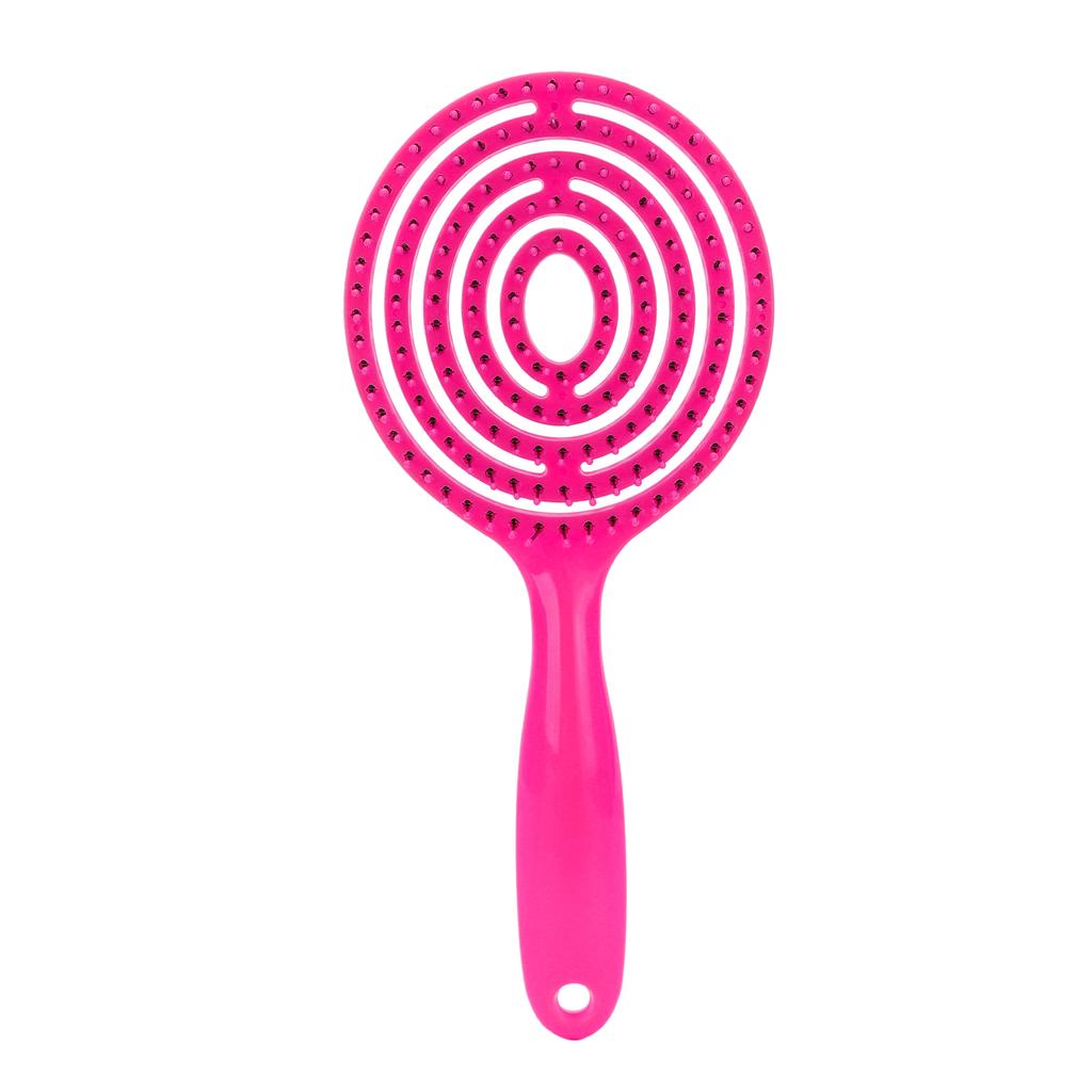 Haarentwirrbürste Salon Rundkopf Glättungsentwirrbürste Kamm für Lockiges Haar Rosarot