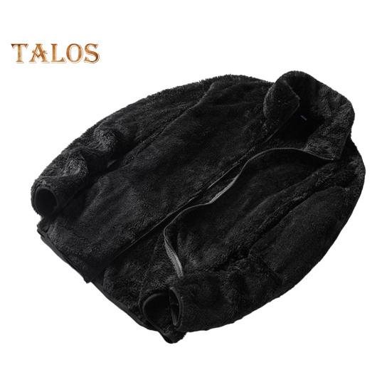 

Женское зимнее пальто с толстым воротником-стойкой, двухсторонним флисом, защитой шеи, застежкой-молнией, однотонной, с длинными рукавами, сохраняющей тепло, уличной курткой L чёрный