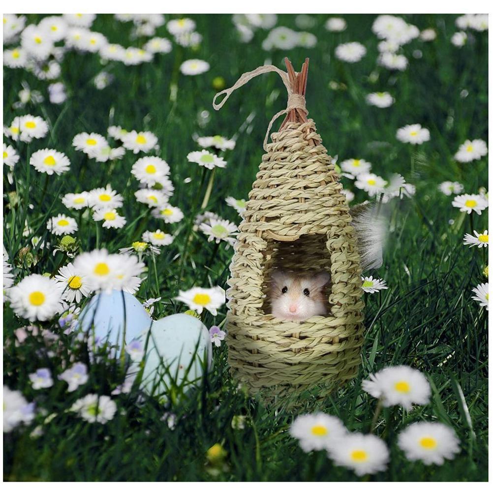 Humming Bird Houses for Outside Hanging Natural Grass Hanging Bird Hut Hand Woven Hummingbird Nest