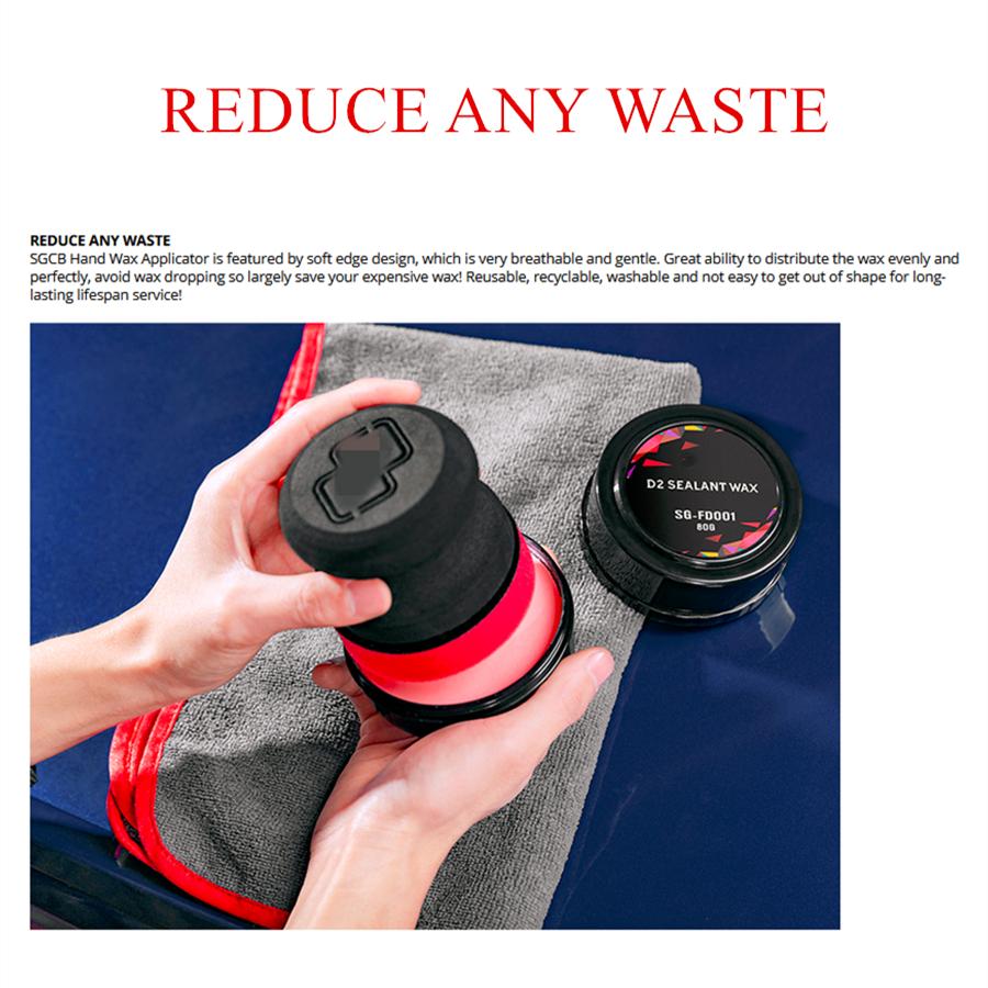 Car Hand Wax Applicator Pad Kit Grip + 3" Sponge Foam Pad For Tire Waxing Paint