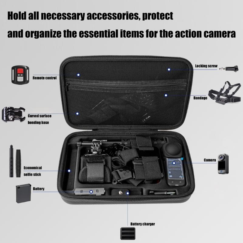Waterproof EVA Hard Shell Protective Case For 360 X5 Action Camera Accessories Storage And Travel Organization