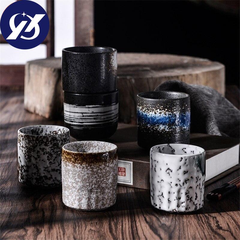 Tebolle i japansk stil Keramisk tekopp Vintage kontorvannkrus Husholdnings-teutstyr Drikkevarer Kreativt keramikk tekopper Håndverk