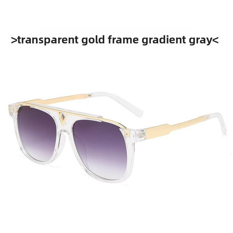 Large Frame V Design Sunglasses With Uv400 For Beach Trips And Outdoor Sports