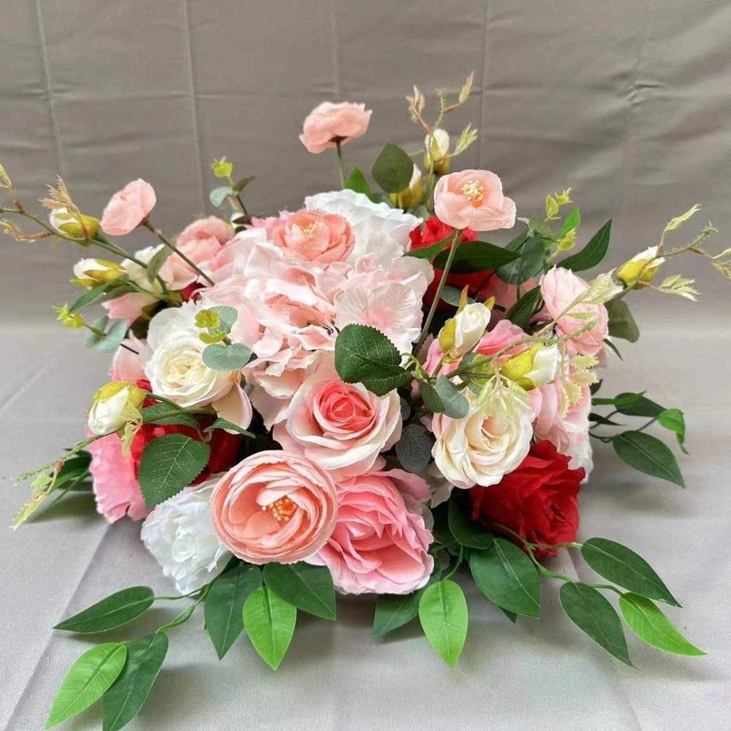 Wedding Aisle & Car Delivery Floral Decorations: Artificial Flowers & Roman Columns Bouquet