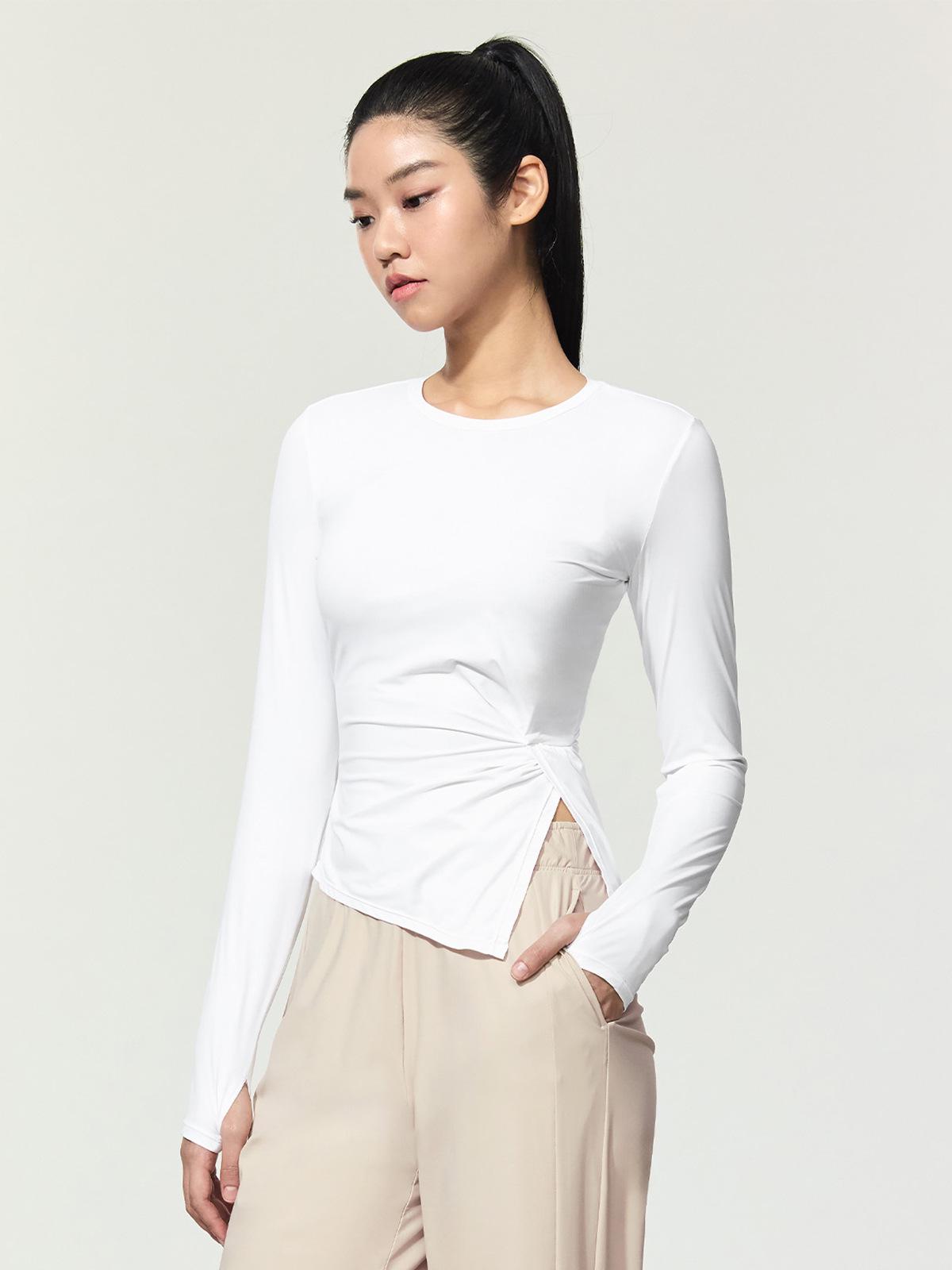 2025 Women s Autumn/Winter Yoga Wear: Breathable, Quick-Dry, Skin-Friendly, Irregular Twist Long Sleeve Base Layer Small