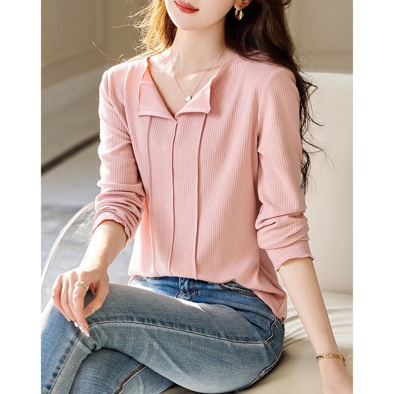 Demana Women's Ruffle Trim Long Sleeve Knit T-shirt