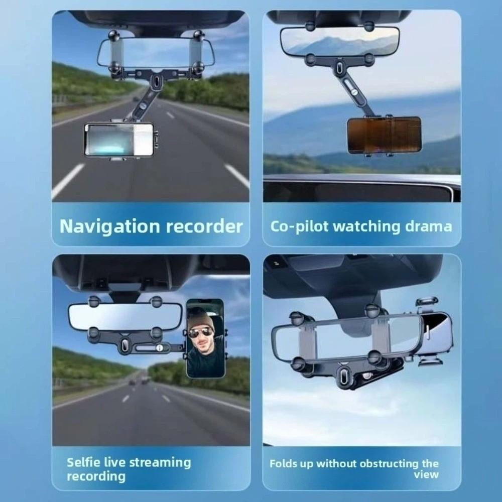 Rotating Rearview Mirror Phone Holder Universal Cell Support Car Mobile Phone Holder  Unisex