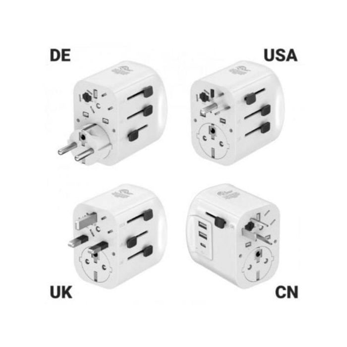 Universal-Reiseadapter Muvit For Change MCADP0006 2xUSB-A USB-C 15W Weltweite Kompatibilität