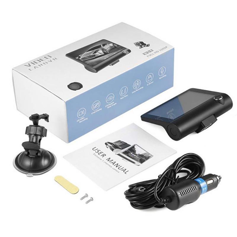 

3 камеры Объектив 4.0In Автомобильный видеорегистратор Видеорегистратор HD Видеорегистратор Двойной объектив Видеорегистратор 1080P Черный ящик Велосипедный видеорегистратор Зеркало A1(No memory card)