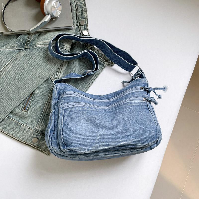 Denim Bag Women's Large Capacity Shoulder Bag Retro Student Crossbody Bag