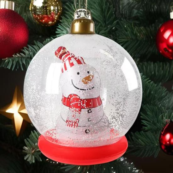 Boule de Noël Gonflable Transparente avec Lumières Décoration de Noël Extérieure en PVC Ornement Flocon de Neige Rempli de Mousse Fausse Boule de Cristal pour Décor Festif