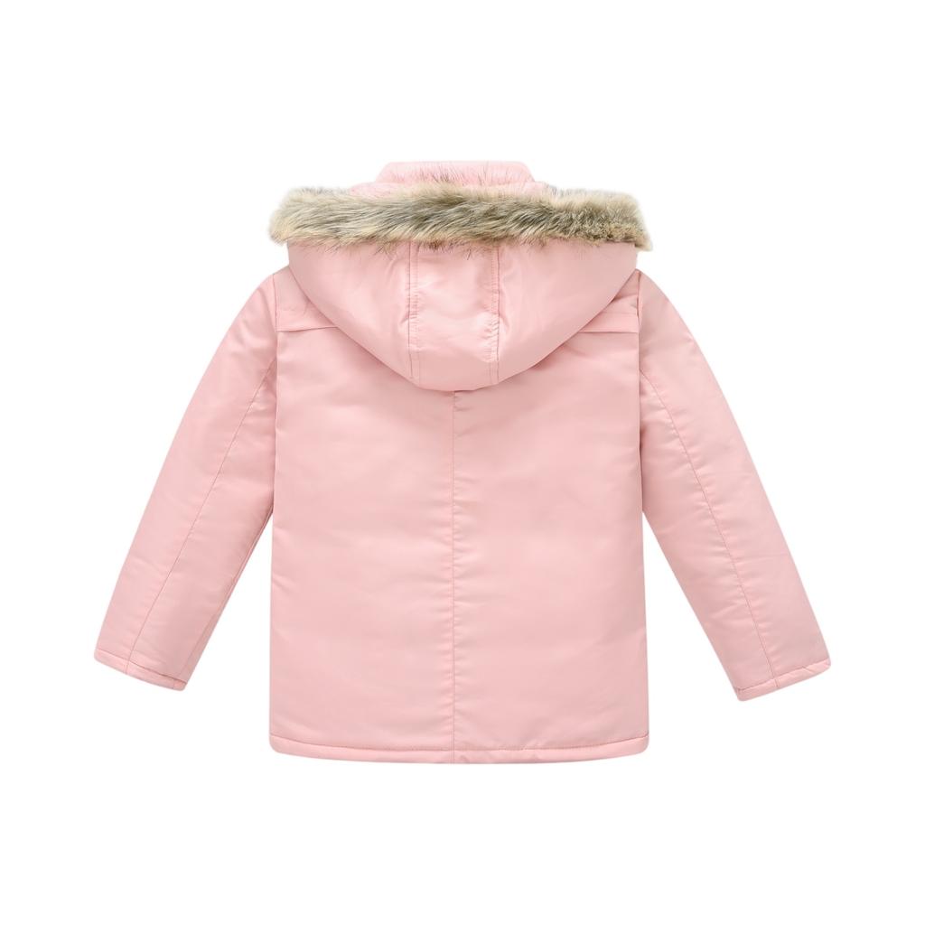 Manteau à capuche amovible pour enfants - Veste à bordure de couleur unie