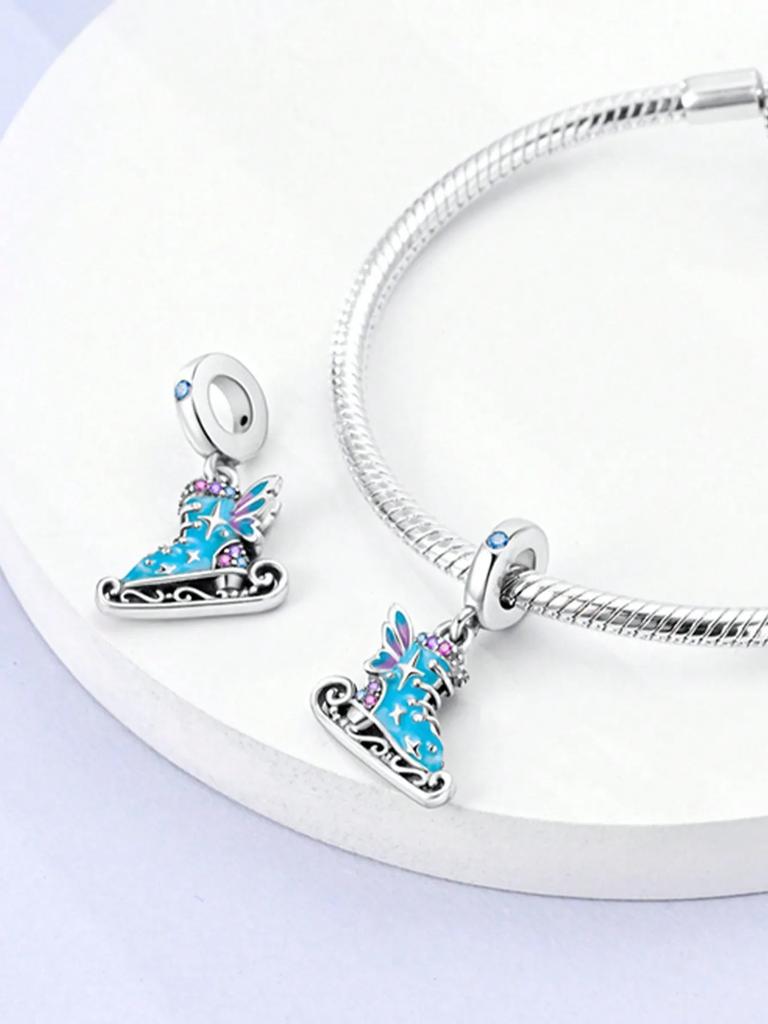 Copper Plated Original Charms Summer Roller Skates Coconut Tree Beads Fit Bracelet Women'S Jewelry Gift