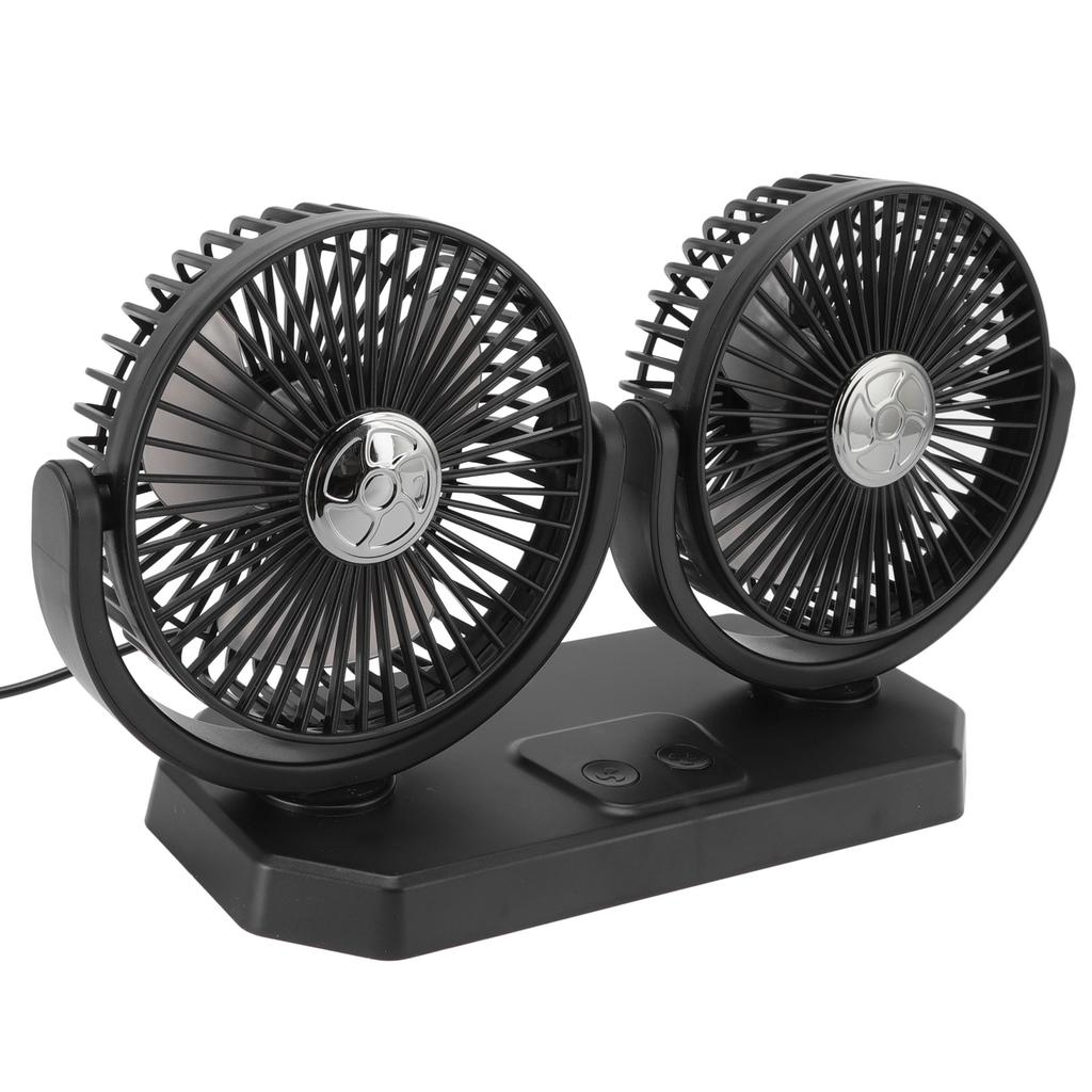 12V Double Head Electric Fan Double Control 3 Gears Strong Wind USB Charging Car Cooling Fan for
