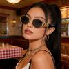 Retro Metal Oval Glasses for Men and Women Fashion High-end Trend Sun Protection Sunshade Outdoor Sunscreen  Eyewear