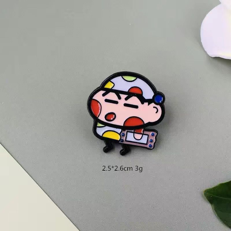 Crayon Xiaoxin Anime Peripheral Cute Cartoon Brooch Creative Metal Ornament Clothing Pendant Accessories
