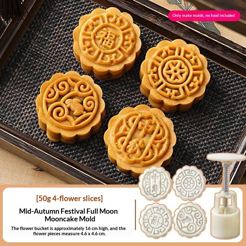 1 Set Diy Mooncake Mold Plastic Hand Press Pastry Mold Mung Bean Cake Embossing Kitchen Baking Tool Cookie Moon Cake Cutter