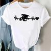 Frauen T Shirt Mode Hund Herzschlag Druck T-shirt Lustige 90er Jahre Druck T T-shirt Frauen T-shirt für Weibliche rote Hemd Kleidung Tops