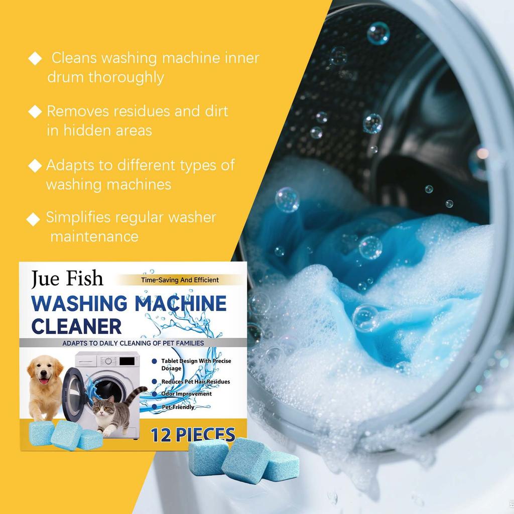 JUE FISH Washing Machine Cleaner Tablets – Daily Cleaning, Deodorizing, and Refreshing Care for All Models