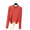 Women's Loose Korean-Style Modal Long-Sleeve Shirt - Spring/Autumn, Round Neck, Slimming, Versatile, Plus Size.