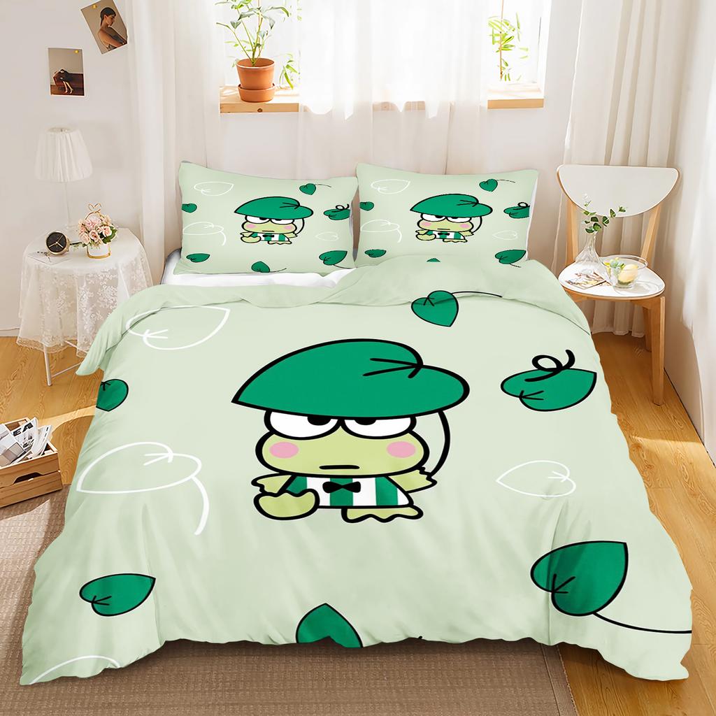 Keroppi Cartoon Quilt Cover Cute Big Eyed Frog Printed Soft Bedding Custom Made Home Baby Bedroom Comforter Children Gift