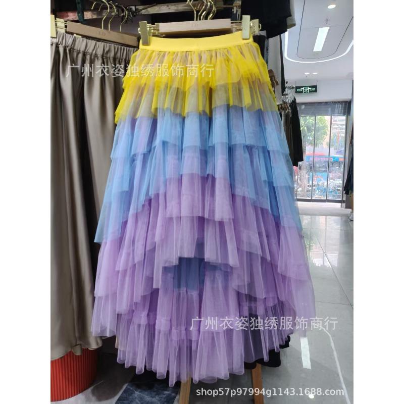 Irregular cake skirt high waist mesh skirt tutu skirt new women gauze skirt fairy skirt one size fits all