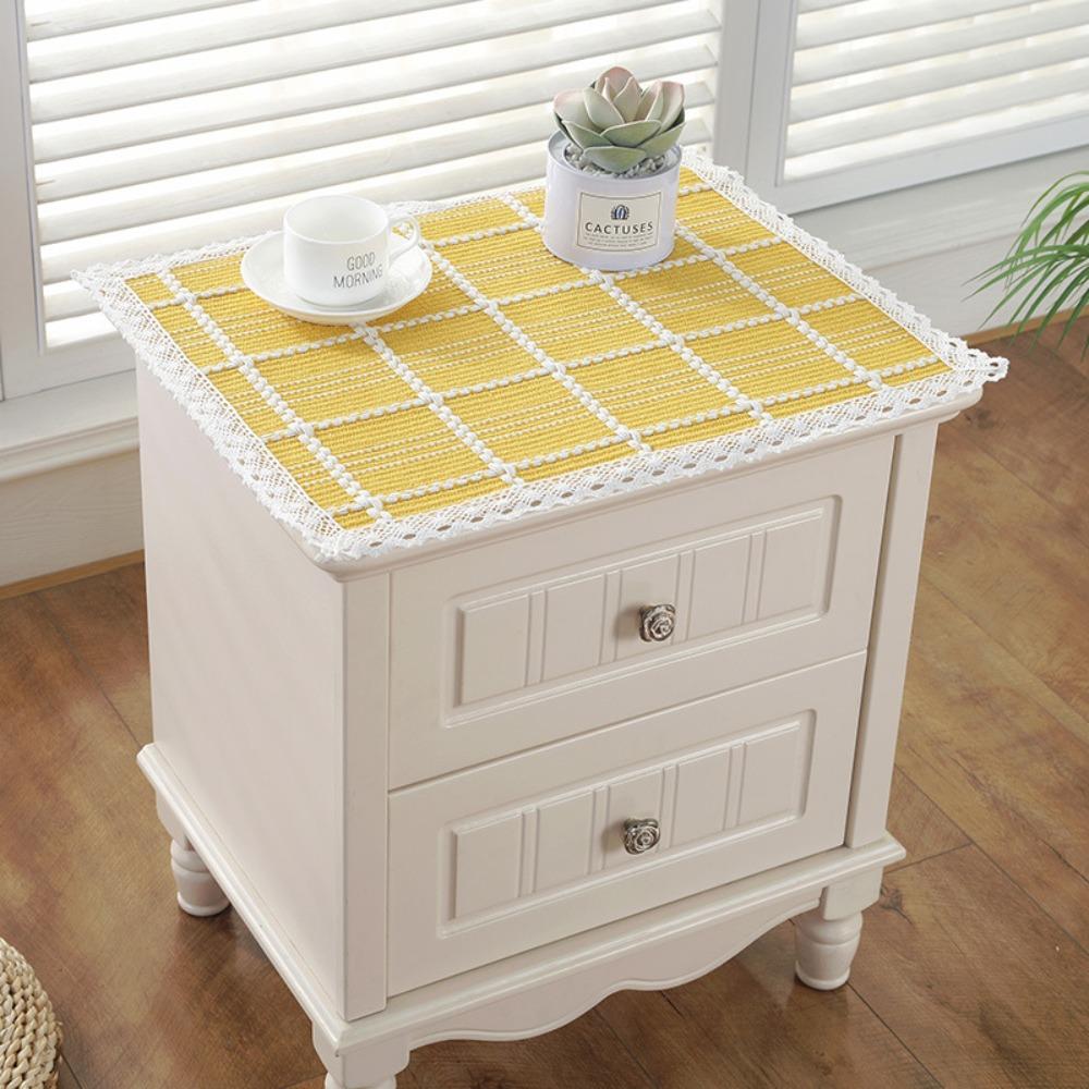 

Linen Microwave Oven Covers Wrinkle-resistant Bedside Table Cover Refrigerator Tablecloth Office жёлтый