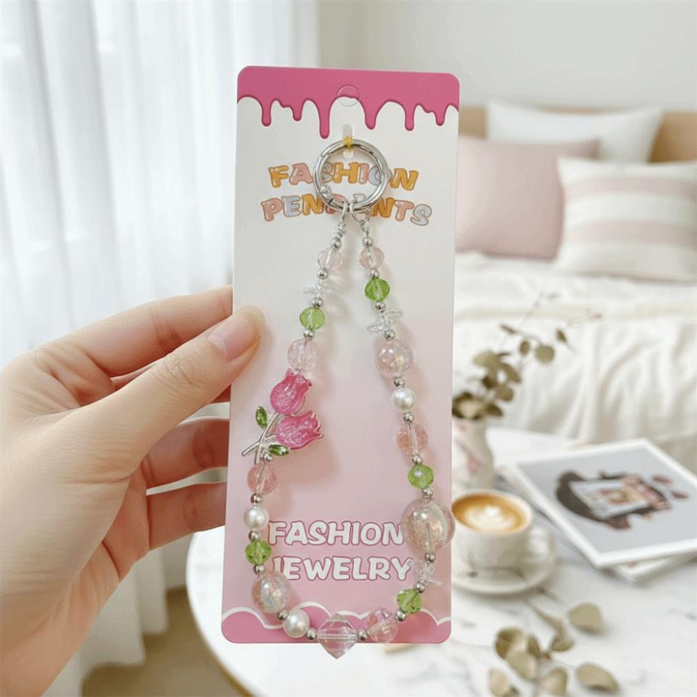 Wrist Chain Cell Phone Chain Pearl Mobile Phone Lanyard Crystal Bead Phone Strap  Women/Lady/Girl