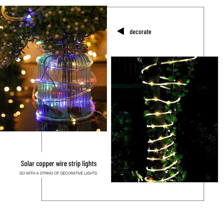 Solar-Powered LED Strip Lights: Colorful Outdoor Christmas Soft Tube with Battery/USB Copper Wire In Seven Rainbow Colors