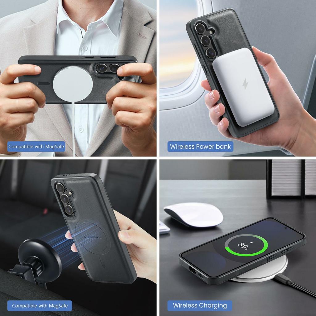 MAGKING K2 Series For Samsung Galaxy S24 FE Magnetic Case PC + TPU + PU Phone Cover with RFID Blocking Wallet