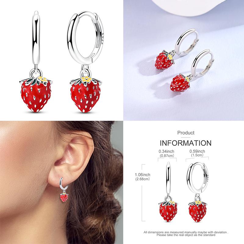 Náušnice pro ženy 925 Sterling Silver Kruhové náušnice Diamantové Srdce Lásky Zámek Broskvové Srdce Náušnice Krásný Dárek