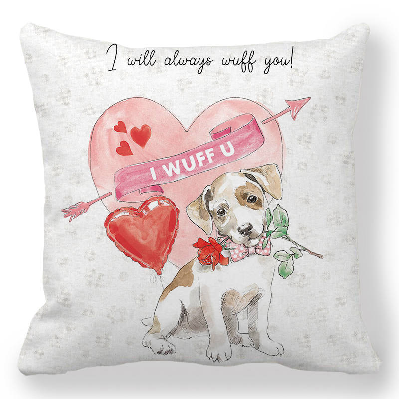 Creative Valentine's Day Happy Letters Digital printing short plush pillow covers for car sofa office cushion cover home goods