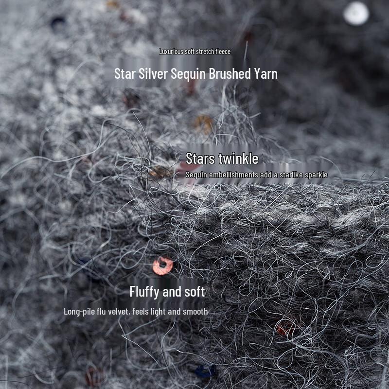 Chuyu Women's Loose V-Neck Sequin Wool Blend Knit Sweater