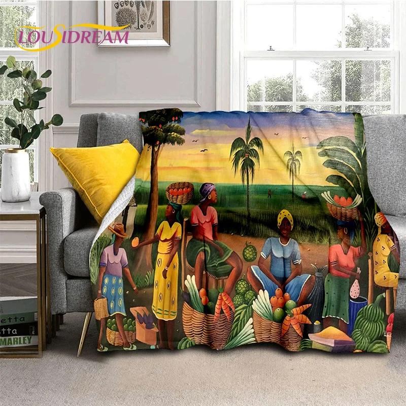 Cartoon Africa Ethiopian Custom Painting Art Soft Flannel Blanket for Bed Bedroom Sofa Picnic,Throw Blanket for Outdoors Leisure
