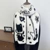 Thick Guitar Cats Scarf Double Sided Long Plush Muffler Fashion Neck Wrap  Trendy Men