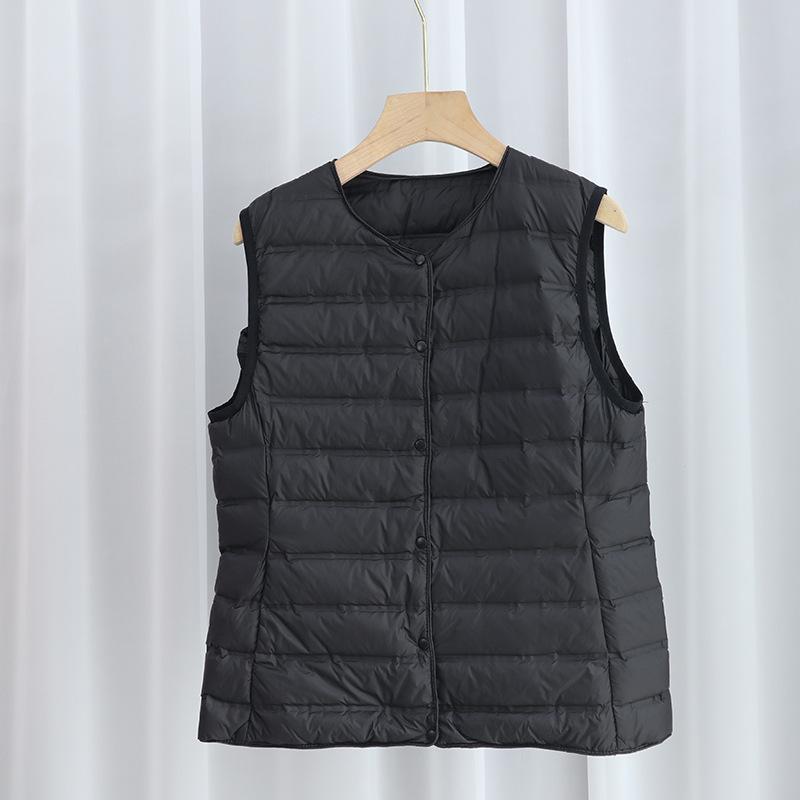 New Light and Thin Collarless Down Vest Women's White Duck Down Liner Thin Down Jacket Pressure Glue Vest Vest
