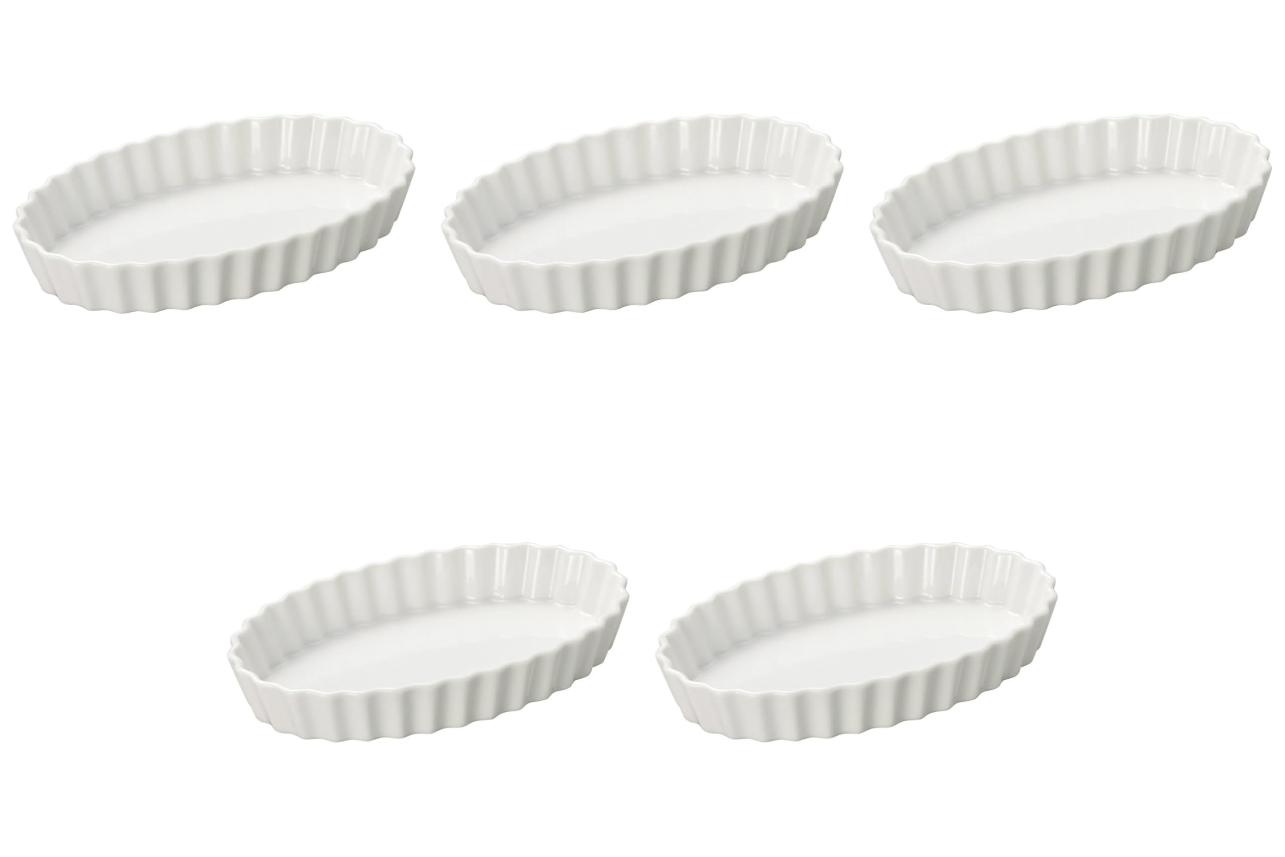 

Set of 5 White Oval Pie Plates x x 3 Pie Setomonohonpo 8-Inch [21 13.5 cm] Plates, Ceramic, белый