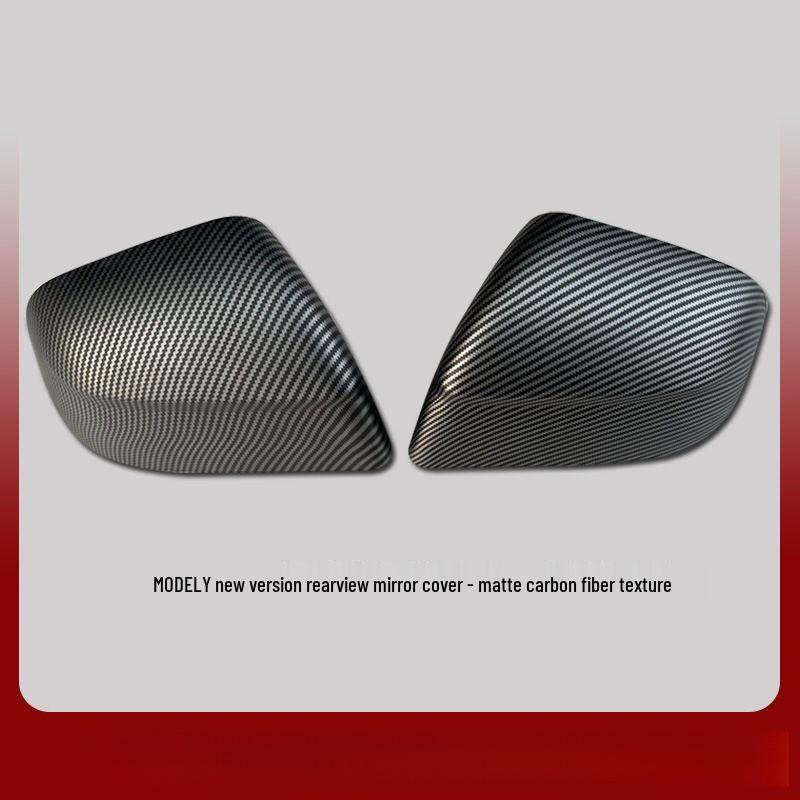 Carbon Fiber Protective Cover for 25-Year-Old Tesla Model Y Rearview Mirror Modification