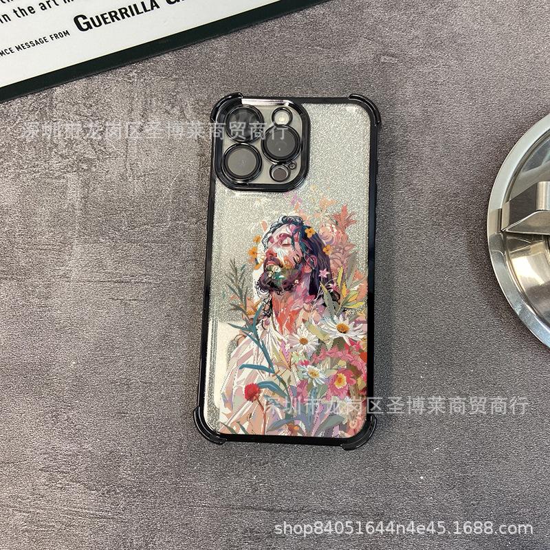 Oil Painting Boy Applies To iPhone17 Mobile Phone Case, Four Corners Anti-drop Airbag 16promax Lens Film 15 Protective Case