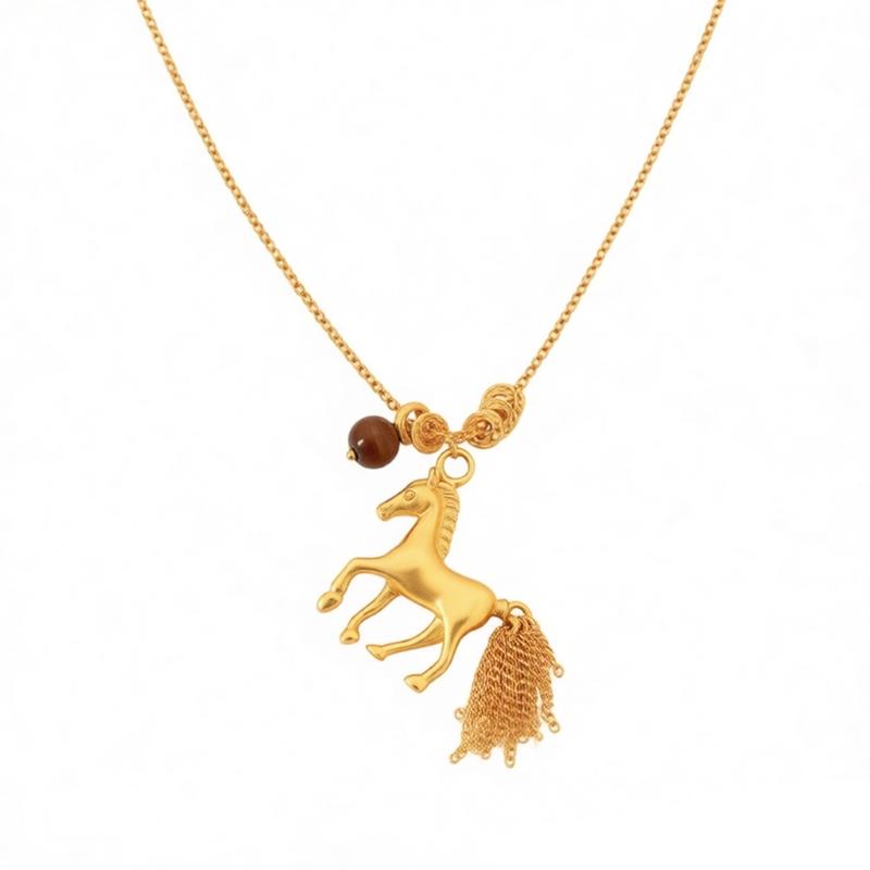 

Horse Zodiacs Themed Gift Necklace Featuring Horse Pendant Vintage Metal Finish Ideal for Birth Year Celebrations