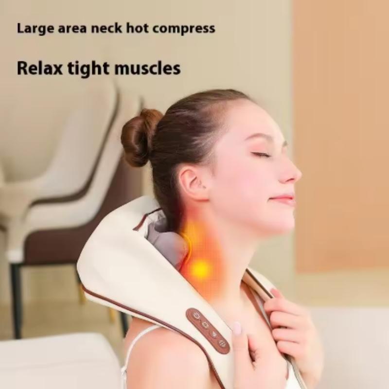 Portable Neck Massager with Hot Compress Function Relaxes Back Shoulder Muscle Pain Relief Bionic Neck and Shoulders Massager