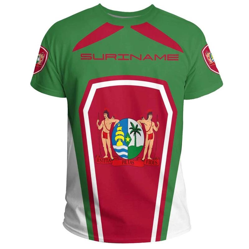 Zengyanqin02 T-shirt met Surinaamse vlag en grafische print voor heren. Surinaams nationaal embleem. 3D-geprinte T-shirts. Zomer Boliviaanse jongens sporttops. Straatshirts. XXXL