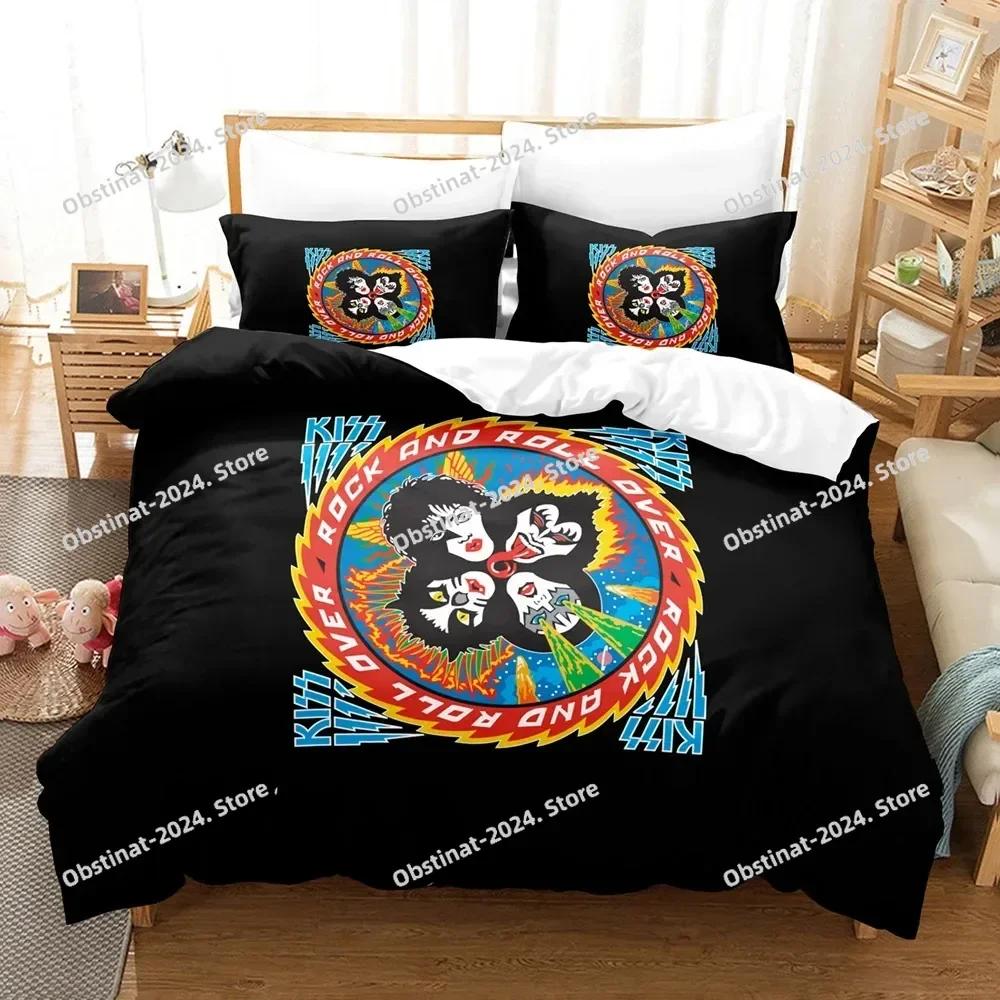 Kiss Band Bedding Set Single Rock Print Bed Set With Pillowcase Bed Duvet Cover Soft Single Double Queen Super King Size Bedroom
