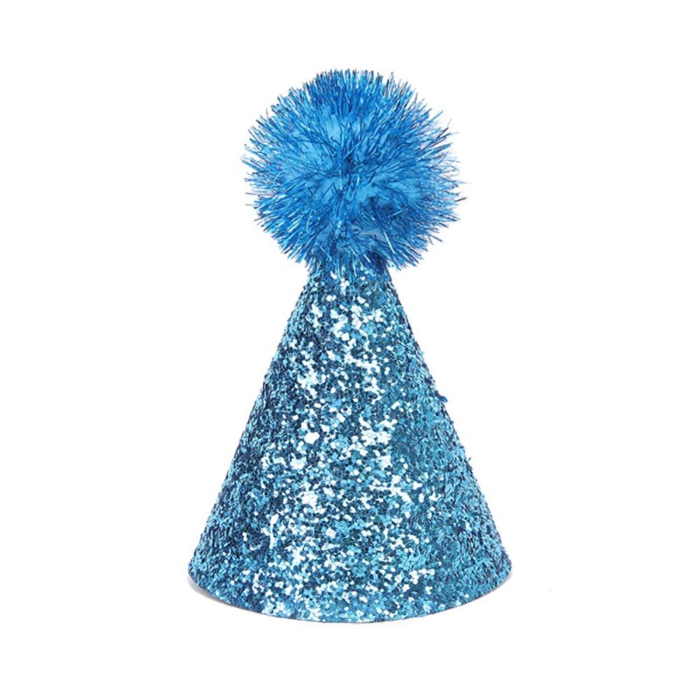 Creative Glitter Dog Birthday Hat Shiny Colorful Hairball Cat Party Cap Cute Adjustable Pet Headband Hats