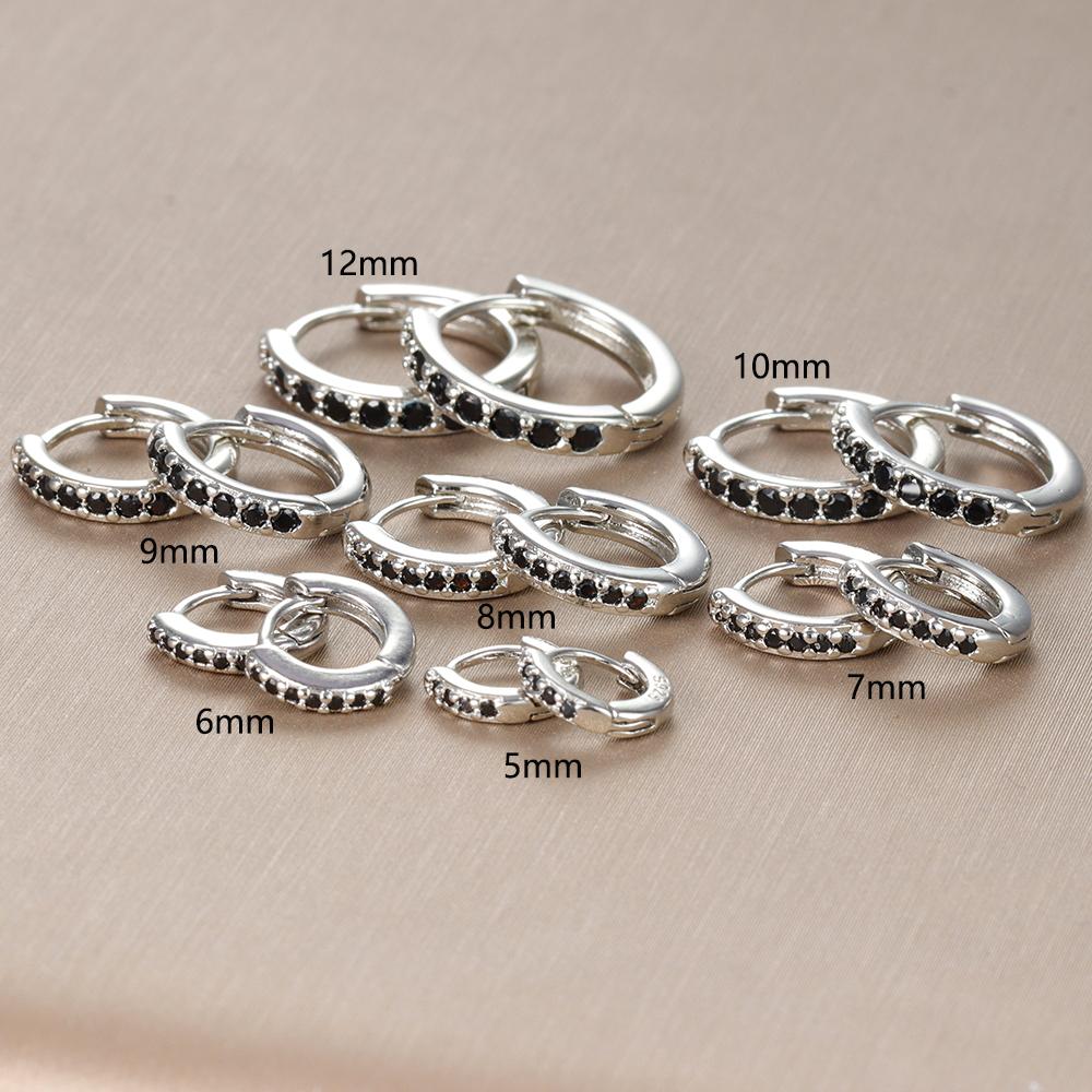 2PCS Minimal Crystal Zirconia Stainless Steel Hoop Earrings Small Huggie Thin Cartilage Earring Helix Tragus Piercing Jewelry