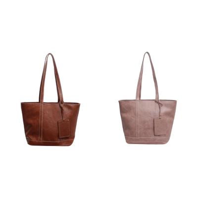 Women PU Travel Tote Bag Large Capacity Shoulder Bag Chic Hobo Bag (Brown)