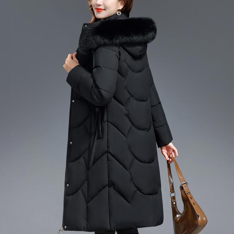 Middelaldrende Kvinners Kåper Vinter Lange Parkaser Hette Fuskepelskrage Tykke Varme Hverdagslige Kvinnejakker