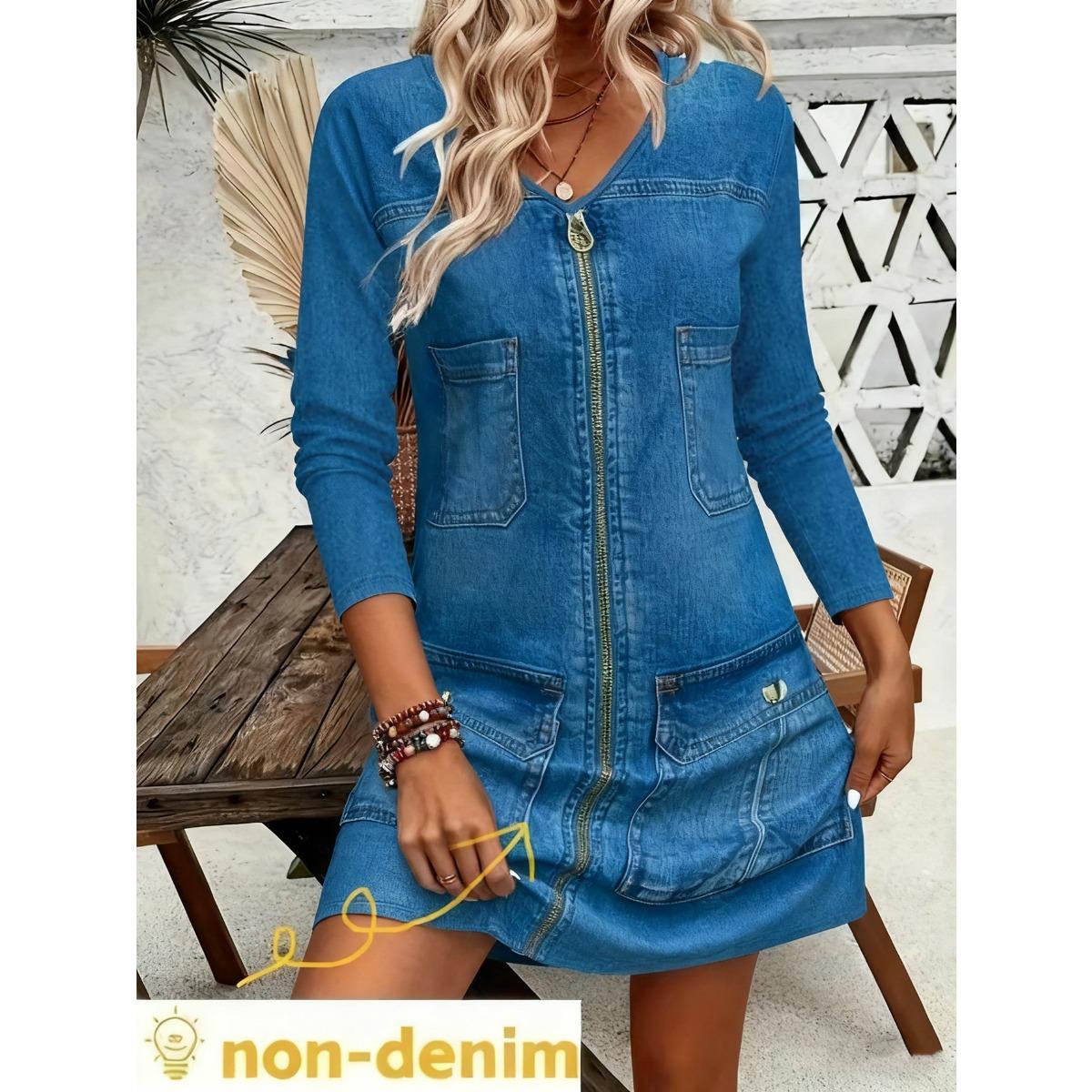 Fall New Women s Plus Size Imitation Denim Print Long Sleeve Mini Dress Sexy European American Style Casual Dress 0XL